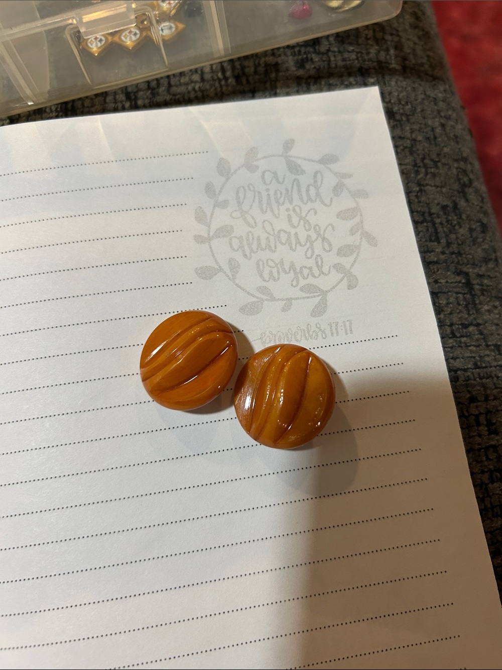 Amber-Tone Swirl Round Clip-On Earrings